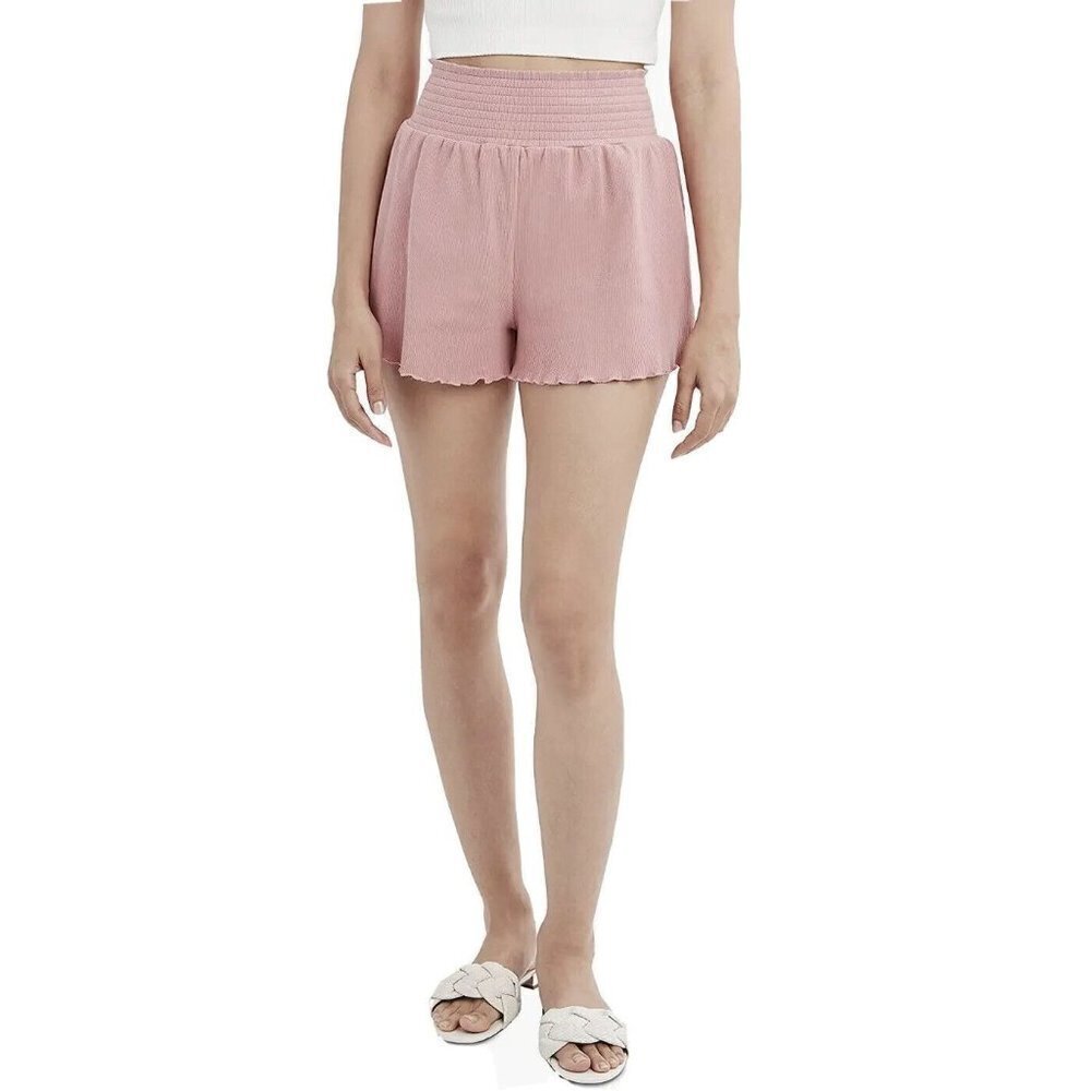 BCBGeneration Womens Rib Knit Short size Small Pull On Elastic Waist Mauve Pink